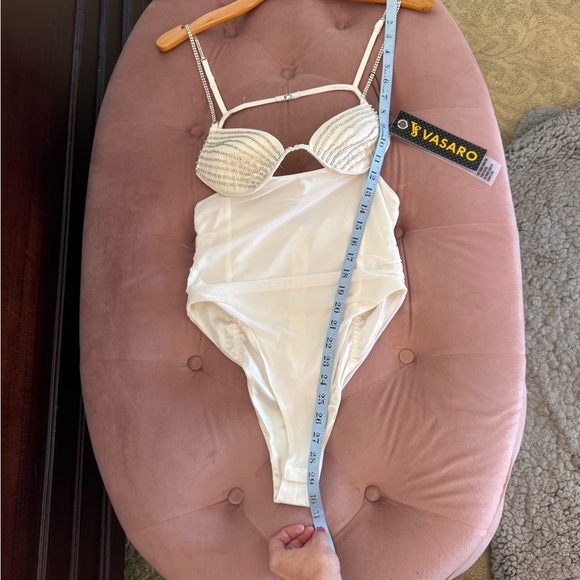 White Rhinestones Tulle Satin Bodysuit for Women Size Small - Picture 4 of 10